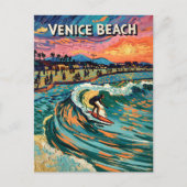 Van Gogh Venice Beach Surf Californië Retro Reizen Briefkaart (Voorkant)