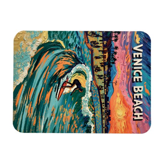 Van Gogh Venice Beach Surf Californië Retro Reizen Magneet (Horizontaal)