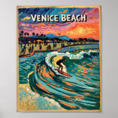 Van Gogh Venice Beach Surf Californië Retro Reizen Poster (Voorkant)