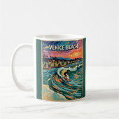 Van Gogh Venice Beach Surfing California Retro Koffiemok (Links)