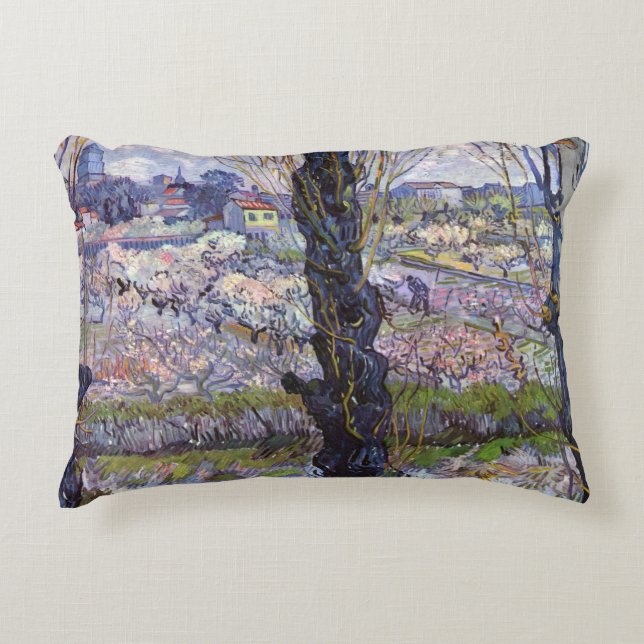 Van Gogh View Arles Bloeiende Tuin Accent Kussen (Voorkant)