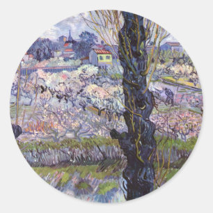 Van Gogh View Arles Bloeiende Tuin Ronde Sticker