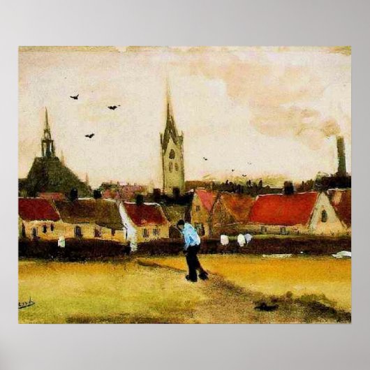 Van Gogh - View of the Hague with New Church, Poster (Voorkant)