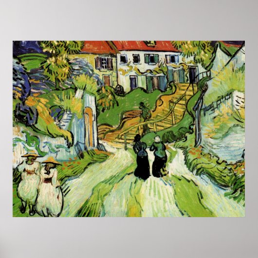 Van Gogh - Village Street and Steps in Auvers Poster (Voorkant)