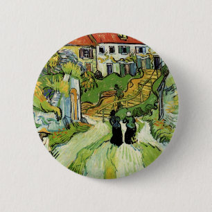 Van Gogh - Village Street and Steps in Auvers Ronde Button 5,7 Cm