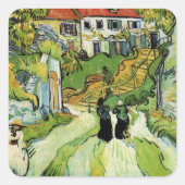 Van Gogh - Village Street and Steps in Auvers Vierkante Sticker (Voorkant)