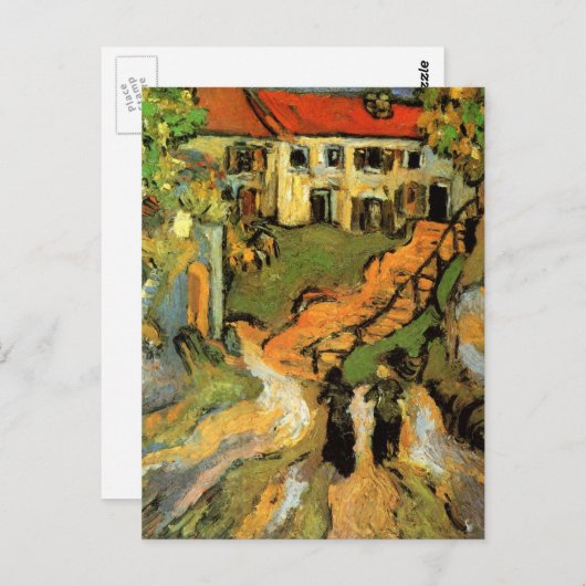 Van Gogh Village Street en Steps Auvers, Figures Briefkaart (Voorkant / Achterkant)
