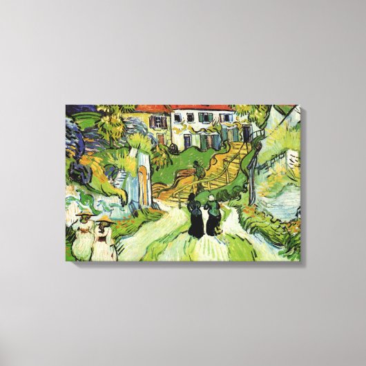 Van Gogh Village Street en Steps Auvers, Figures Canvas Afdruk (Voorkant)