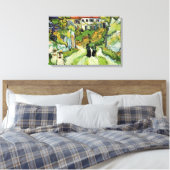 Van Gogh Village Street en Steps Auvers, Figures Canvas Afdruk (Insitu (Slaapkamer))
