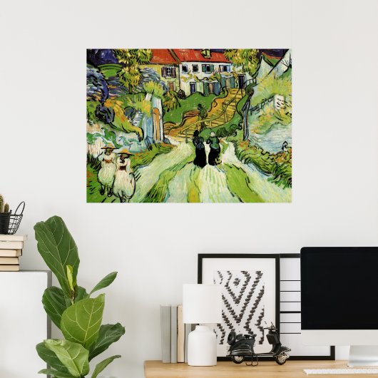 Van Gogh Village Street en Steps Auvers, Figures Poster (Thuiskantoor)