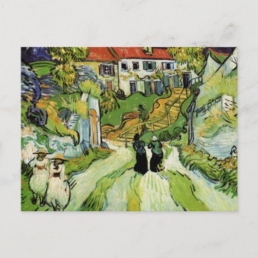 Van Gogh Village Street en Steps Auvers w Figures Briefkaart (Voorkant)