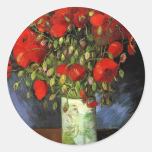 Van Gogh Vintage Schilderij Bloesems Vaas Bloemen Ronde Sticker