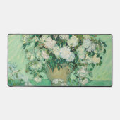 Van Gogh Vintage Witte Rozen Grote Computer Bureaumat (Voorkant)