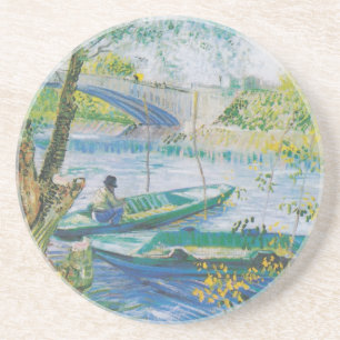 Van Gogh Vissers en boten in de Pont de Clichy Zandsteen Onderzetter