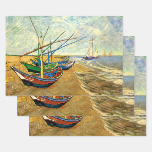 Van Gogh Vissersboten op het strand bij Saintes Ma Inpakpapier Vel