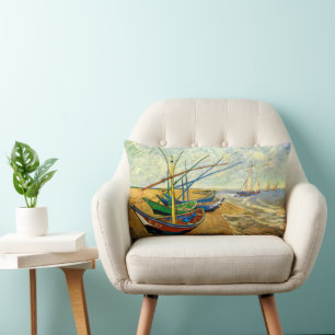 Van Gogh Vissersboten op het strand bij Saintes Ma Kussen