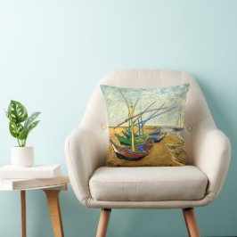 Van Gogh Vissersboten op het strand bij Saintes Ma Kussen