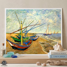 Van Gogh Vissersboten op het strand bij Saintes Ma