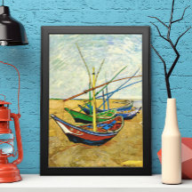 Van Gogh Vissersboten op het strand bij Saintes Ma
