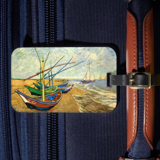 Van Gogh Vist Boats op strand bij Saintes Maries Bagagelabel (Voorkant Insitu 4)