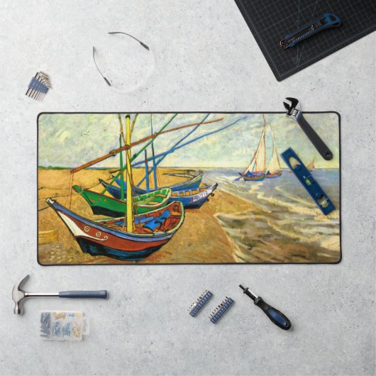 Van Gogh Vist Boats op strand bij Saintes Maries Bureaumat (Werkstation)