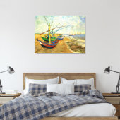 Van Gogh Vist Boats op strand bij Saintes Maries Canvas Afdruk (Insitu (Slaapkamer))