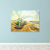 Van Gogh Vist Boats op strand bij Saintes Maries Canvas Afdruk (Insitu (Houten vloer))