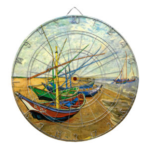 Van Gogh Vist Boats op strand bij Saintes Maries Dartbord