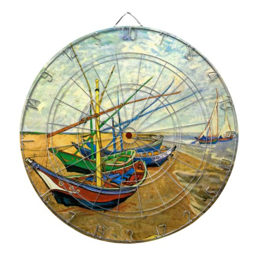 Van Gogh Vist Boats op strand bij Saintes Maries Dartbord (Voorkant)