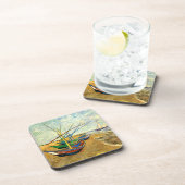 Van Gogh Vist Boats op strand bij Saintes Maries Drankjes Onderzetter (Rechterzijde)