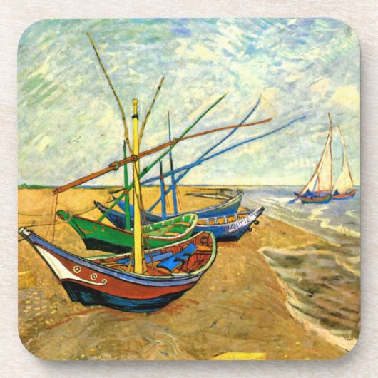 Van Gogh Vist Boats op strand bij Saintes Maries Drankjes Onderzetter (Voorkant)