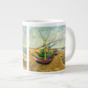 Van Gogh Vist Boats op strand bij Saintes Maries Grote Koffiekop
