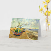 Van Gogh Vist Boats op strand bij Saintes Maries Kaart (Gele Bloem)