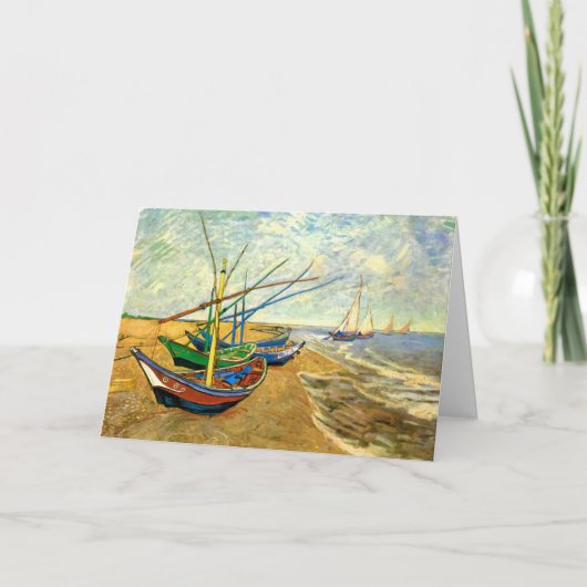 Van Gogh Vist Boats op strand bij Saintes Maries Kaart (Voorkant)