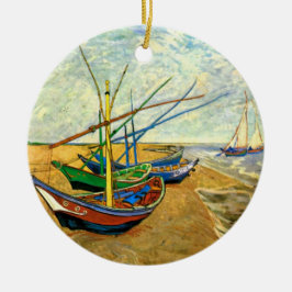 Van Gogh Vist Boats op strand bij Saintes Maries Keramisch Ornament