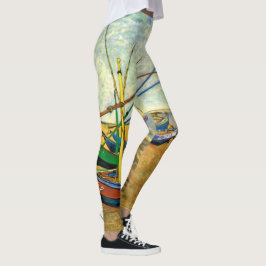Van Gogh Vist Boats op strand bij Saintes Maries Leggings