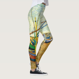 Van Gogh Vist Boats op strand bij Saintes Maries Leggings