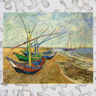 Van Gogh Vist Boats op strand bij Saintes Maries Legpuzzel