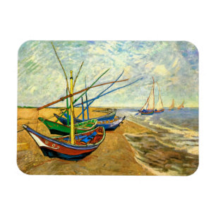 Van Gogh Vist Boats op strand bij Saintes Maries Magneet
