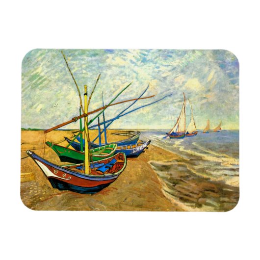 Van Gogh Vist Boats op strand bij Saintes Maries Magneet (Horizontaal)