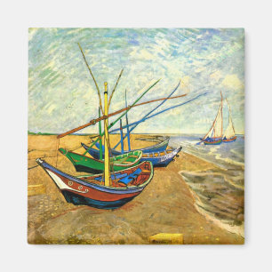 Van Gogh Vist Boats op strand bij Saintes Maries Magneet