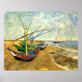 Van Gogh Vist Boats op strand bij Saintes Maries Poster (Voorkant)