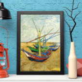 Van Gogh Vist Boats op strand bij Saintes Maries Poster