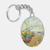 Van Gogh Vist Boats op strand bij Saintes Maries Sleutelhanger (Voorkant Links)