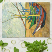 Van Gogh Vist Boats op strand bij Saintes Maries Theedoek (Gevouwen)