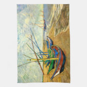 Van Gogh Vist Boats op strand bij Saintes Maries Theedoek (Verticaal)