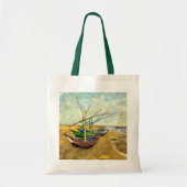 Van Gogh Vist Boats op strand bij Saintes Maries Tote Bag (Voorkant)