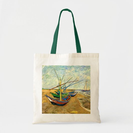 Van Gogh Vist Boats op strand bij Saintes Maries Tote Bag (Voorkant)