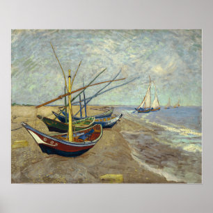 Van Gogh - Vist boten bij Les Saintes-Maries Poster