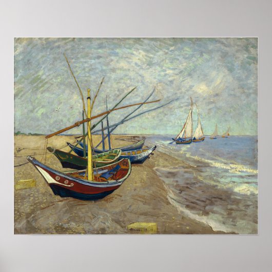 Van Gogh - Vist boten bij Les Saintes-Maries Poster (Voorkant)
